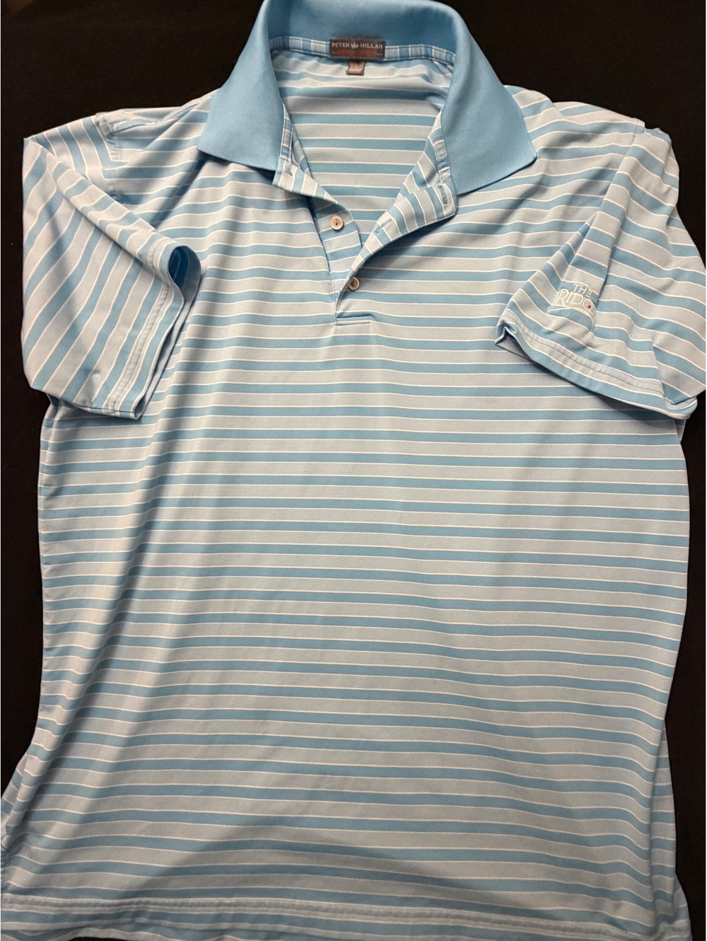 Peter Millar Summer Comfort Light Blue and White Striped Polo Shirt